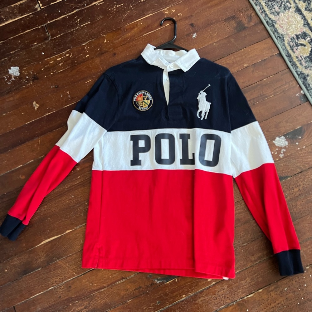 Polo by Ralph Lauren Red, White, and Blue Long Sleeve Shirt